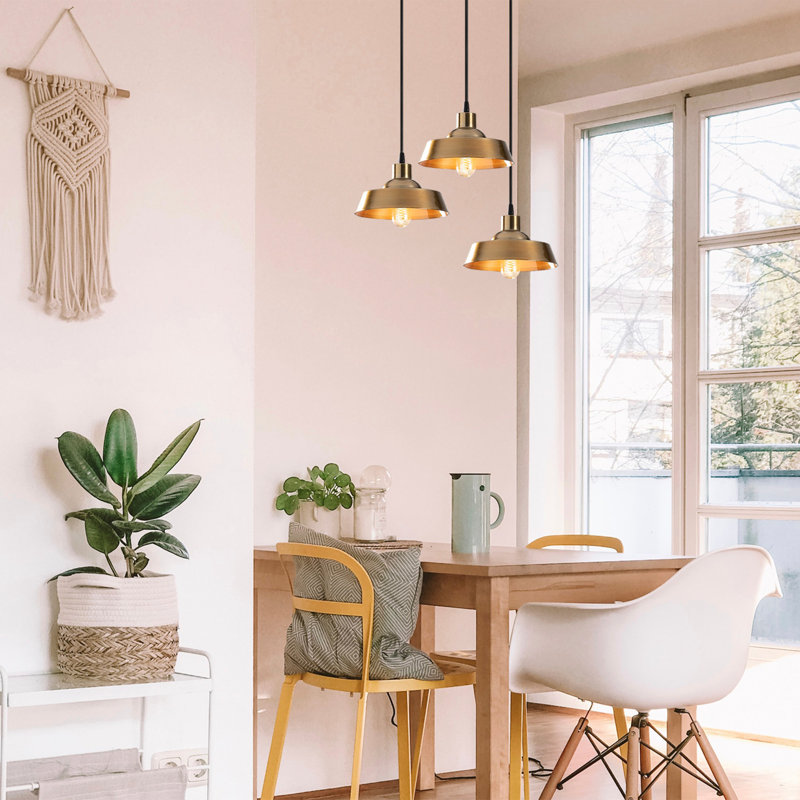 Lustre scandinave Glam, structure en métal rétro, 16,5 po de diamètre x 42,1 po de hauteur | Hauteur réglable, 3 x douilles E27 de 40 W maximum | Éclairage élégant pour le décor du salon, de la salle à manger et du vestibule
