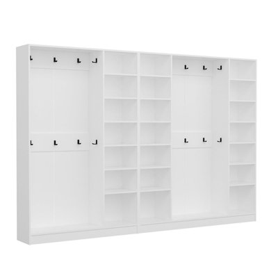 Elegant Hall Stand, White, 124.0 x 82.7 x 13.8 inches | 100% Melamine Coated Particle Board, Thickness: 0.7 inches | Modern Design for Entryways & Living Spaces, Durable & Stylish Storage Solution