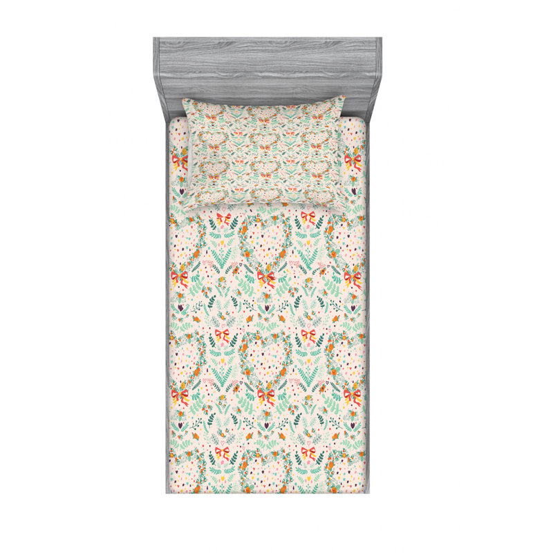 Microfiber Floral Sheet Set, Twin Sheet Set with 1 Pillowcase, Floral 2