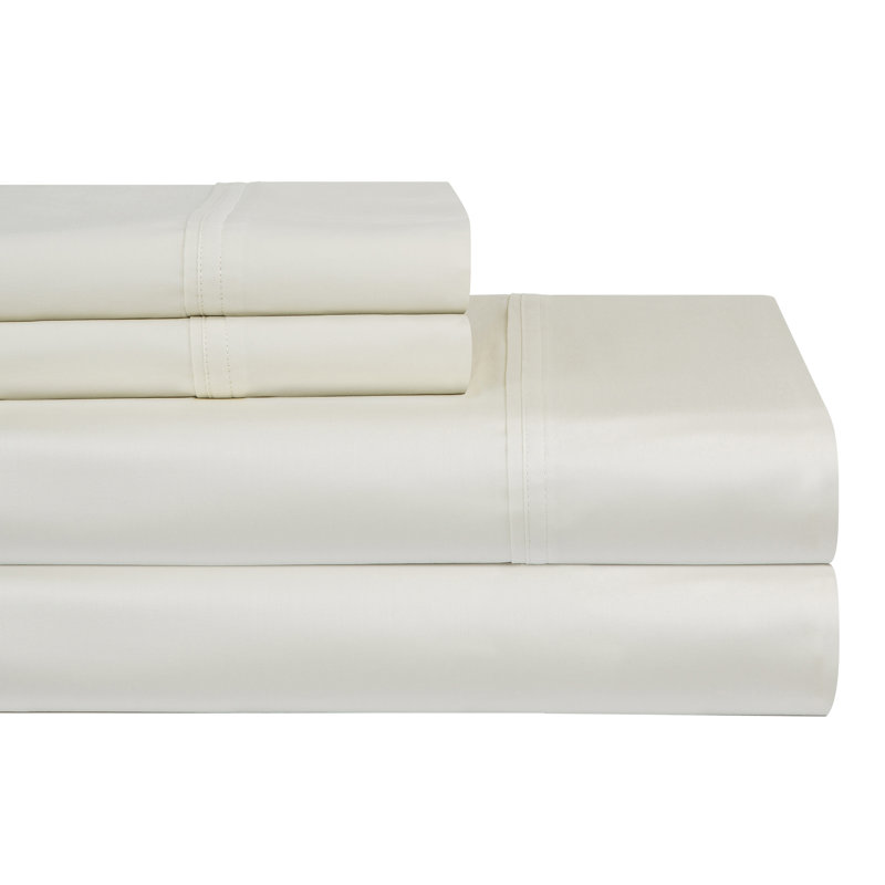 100% Cotton Sheet Set, Twin XL Sheet Set with 1 Pillowcase, Ivory