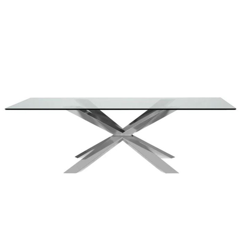Zhamira Glass Dining Table, Chrome