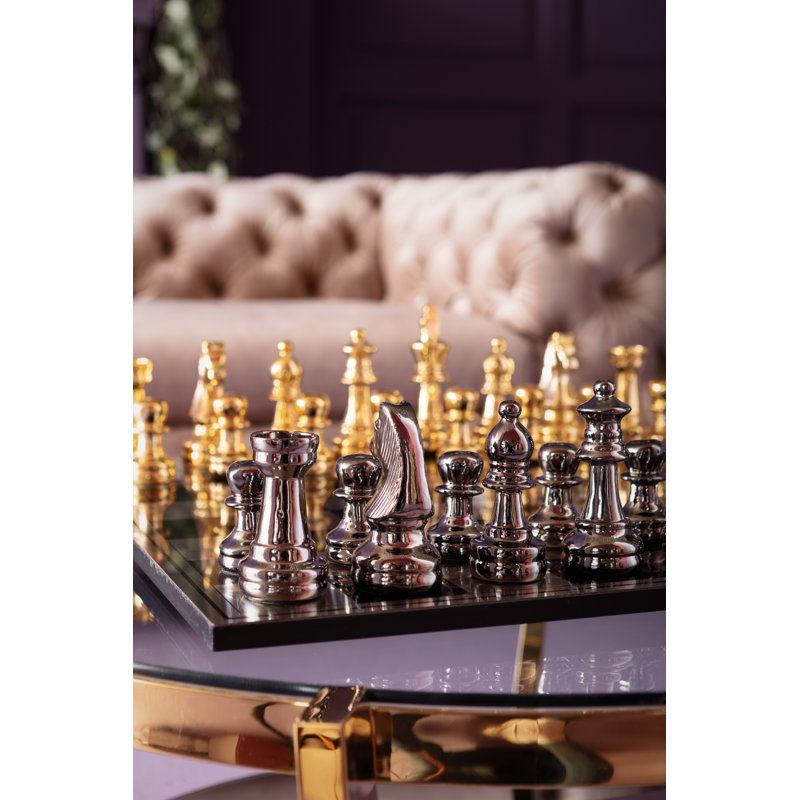 Deco Object Chess Transparent 60x60cm, Gold/Black