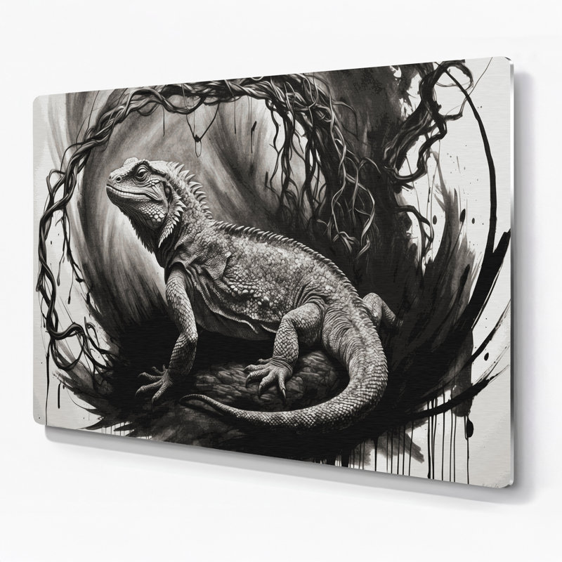 Art mural en métal gris, H 12 po x l 18 po