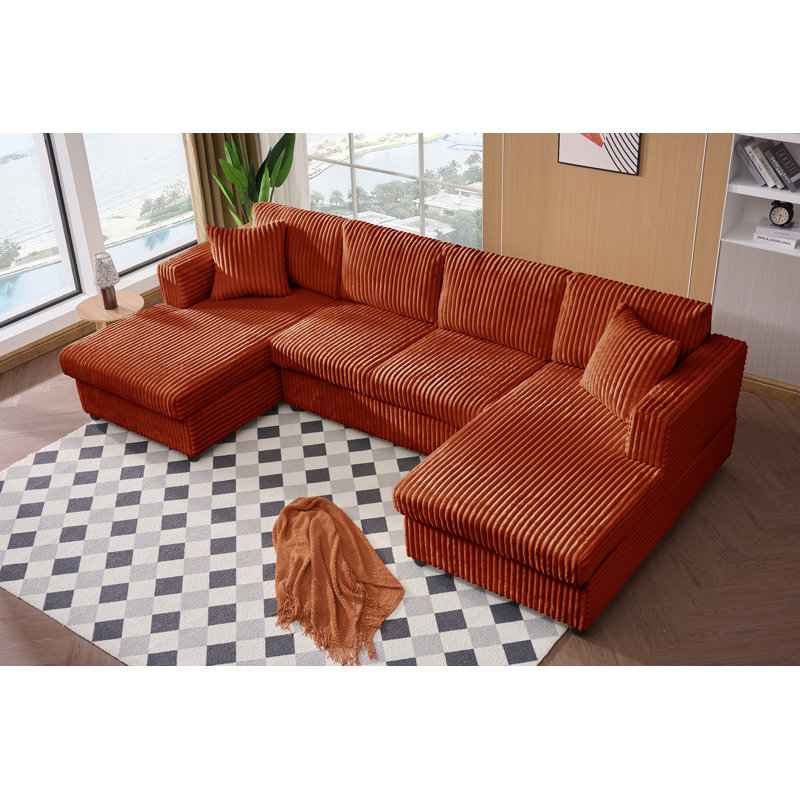 WIXIDIEL 4 Seat U Sectional Couch | 110'' Corduroy Sofa