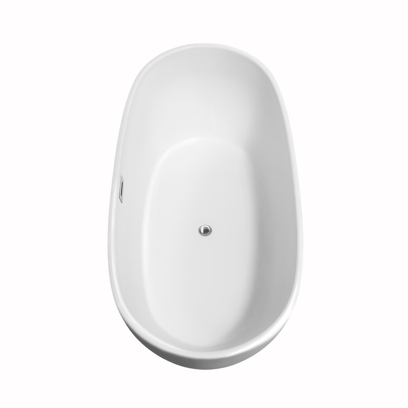 Rebecca 65'' x 32'' Soaking Acrylic Bathtub, Polished Chrome