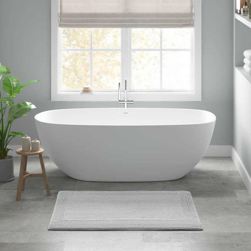 Tapis de bain réversible 100% coton touffeté 3000 g / m², Bleu, Simple - L 36 po x l 24 po