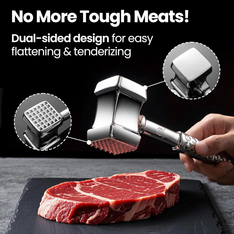 Gourmet Easy Stainless Steel Meat Tenderizer Hammer