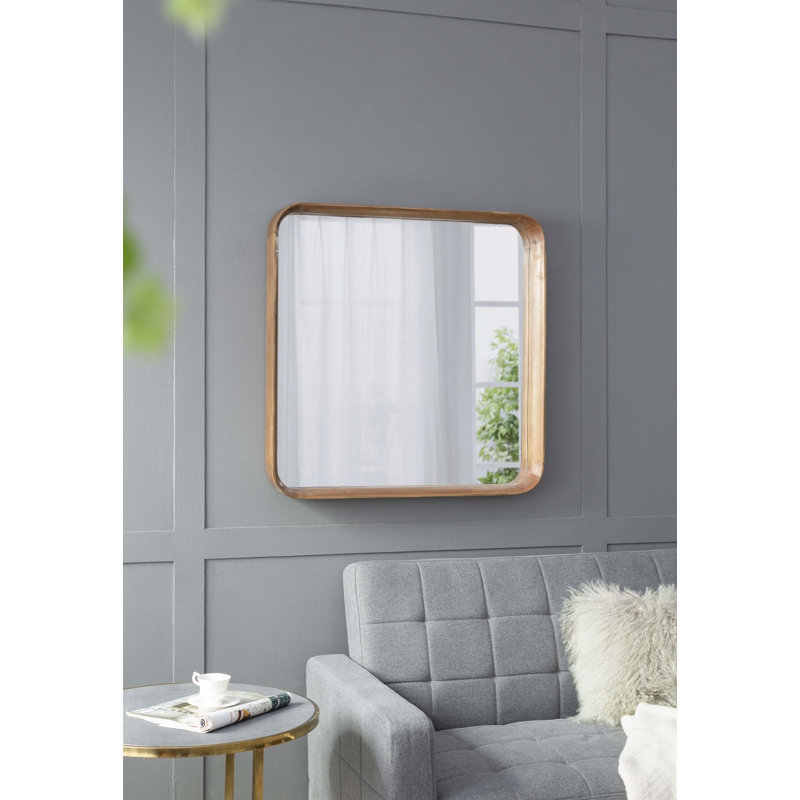 32"x32" Square Mirror with Wood Frame
