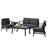 Teak Outdoor Four-person Patio Set with Cushions and Two Tables-115068871-115068875