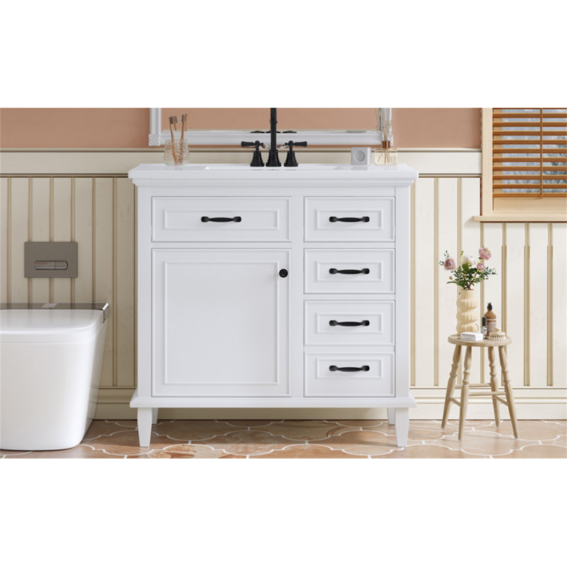 Meuble-lavabo 36 po avec comptoir en céramique, Blanc