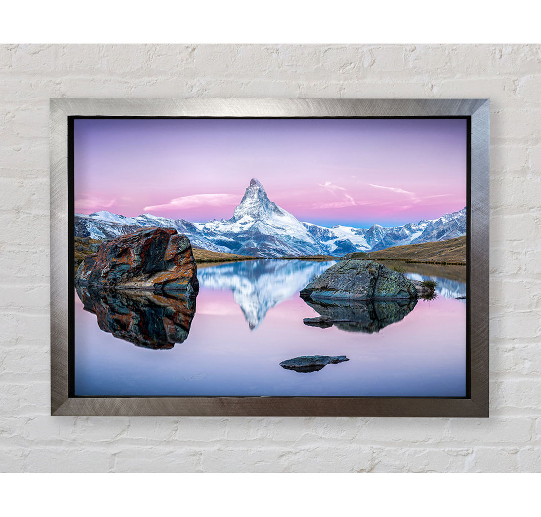 Gerahmter Kunstdruck Snow Mountain Reflections