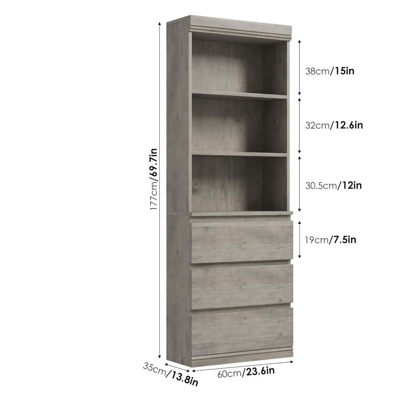 177cm H x 59.9cm W Bookcase, Grey