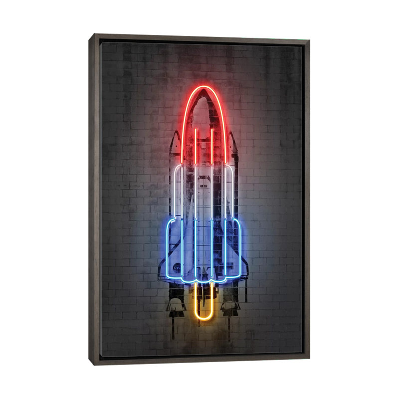«Rocket» - Imprimé, H 60 po x l 40po x P 1,5 po, Toile encadrée de bois rustique foncé