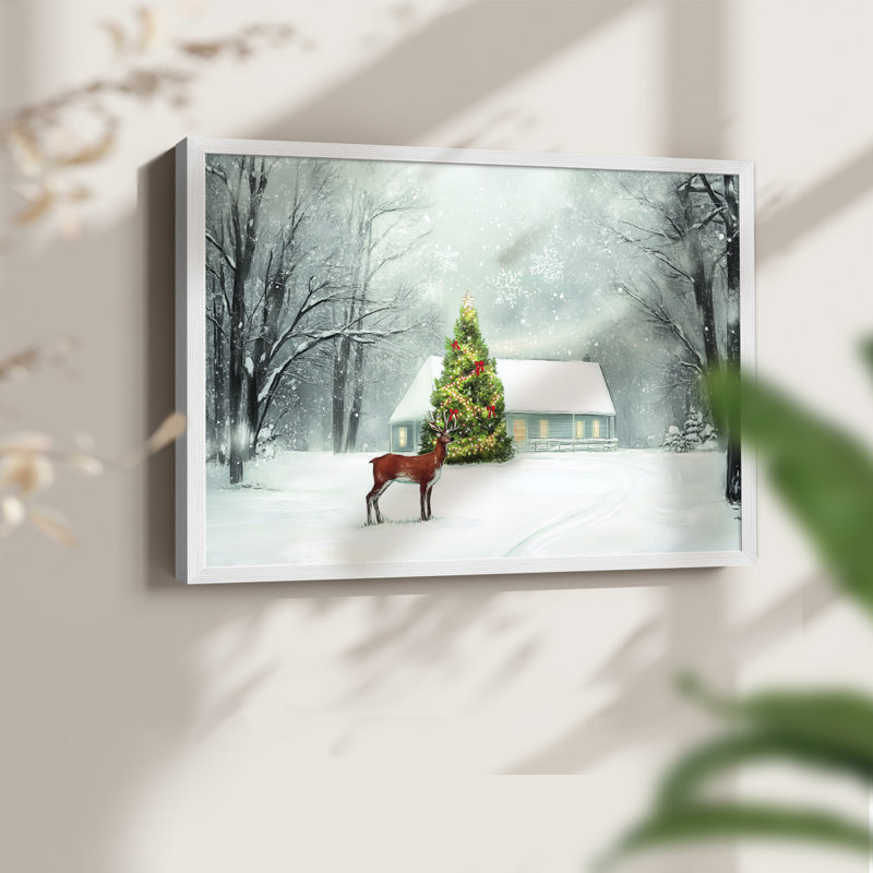 Chirstmas Art-XCVII -Framed Print - Restickable, H 11 po x l 14 po, Blanc