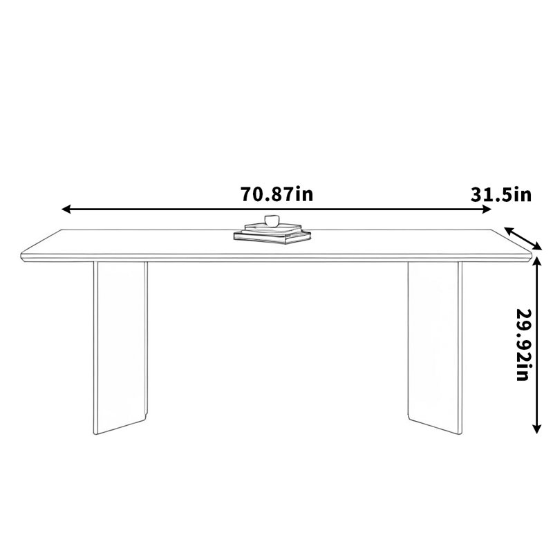 Table de salle à manger en bois massif, H 29,53 po x L 70,87 po x l 31,5 po