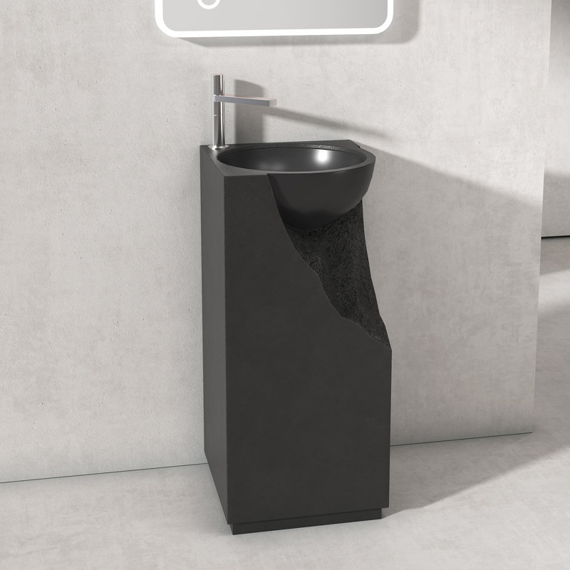 34" Freestanding Solid Surface Pedestal Bathroom Sink