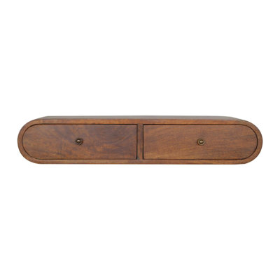 Floating Chestnut London Console, 2-Drawers, Shiny Knobs