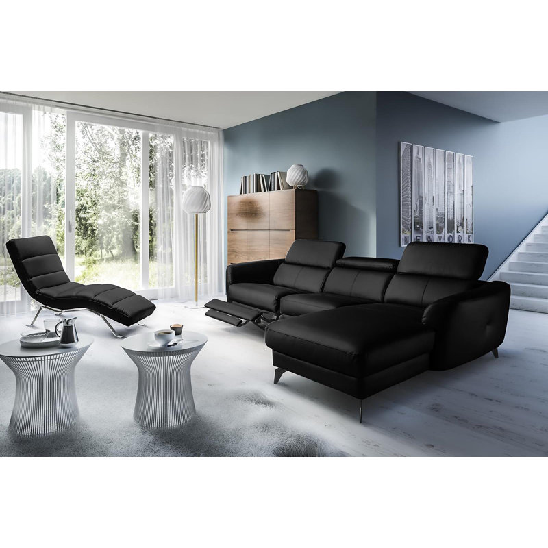Hales 3 Seater Reclining Corner Sofa , Right Hand Facing, Black