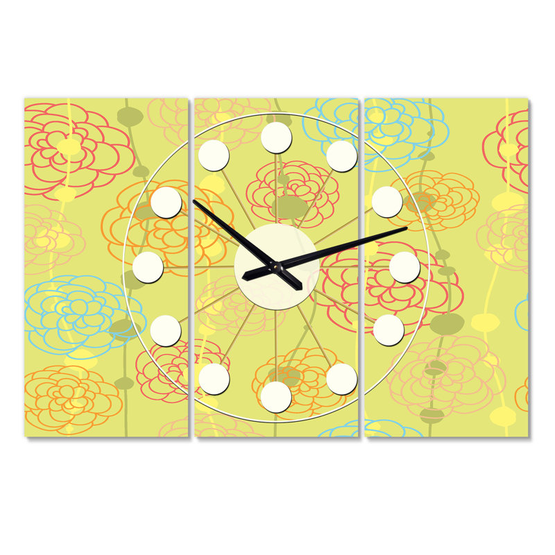 Horloge murale surdimensionnée handdrawn rétro sur fond Mid-Century