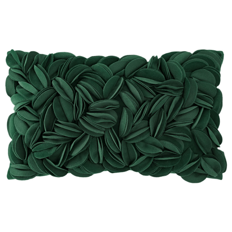 Housse de coussin brodée, Vert foncé - velours, Rectangle H 12 po x l 20 po