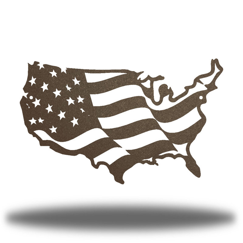 Décoration murale drapeau USA, H 5 po x l 8 po x P 0,01 po, Rouille