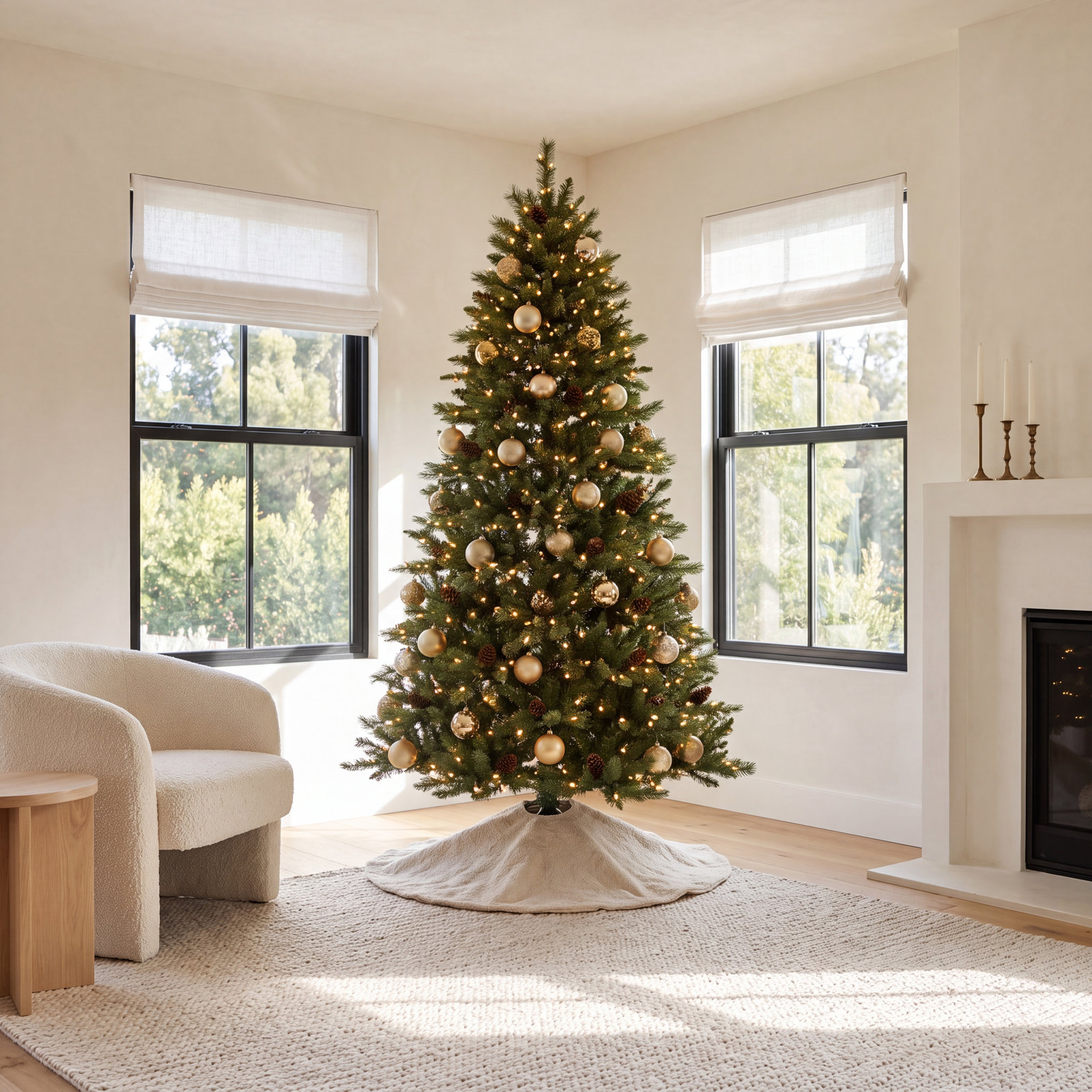 90' Lighted Artificial Pine Christmas Tree