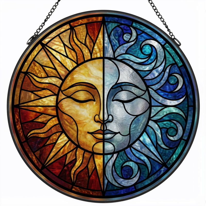 Vitrail 12 "H Sun Moon, 12" H x 12" W