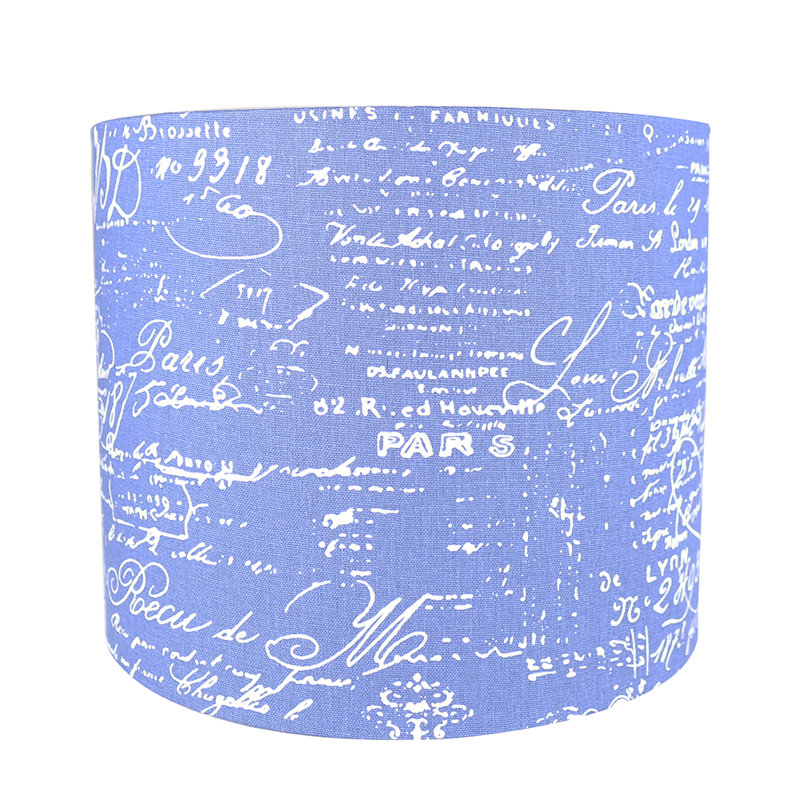 Abat-jour tambour en lin (Spider) en bleu, H 10 po x l 12 po x P 12 po