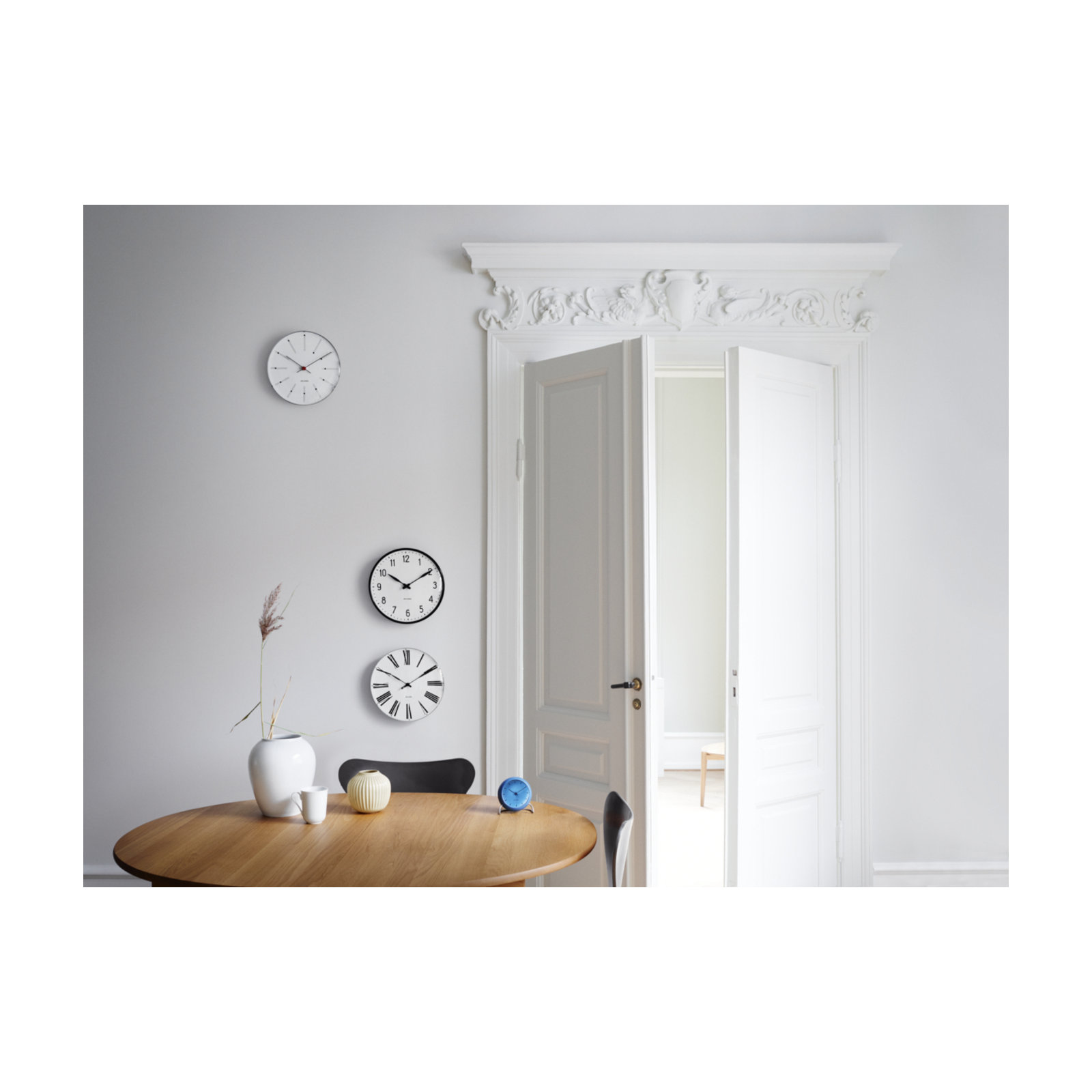 Bankers Metal Wall Clock, White/Black/Red, Medium