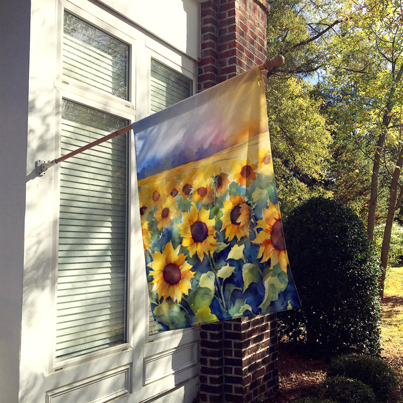 Tournesols dans le drapeau de la maison à l'aquarelle