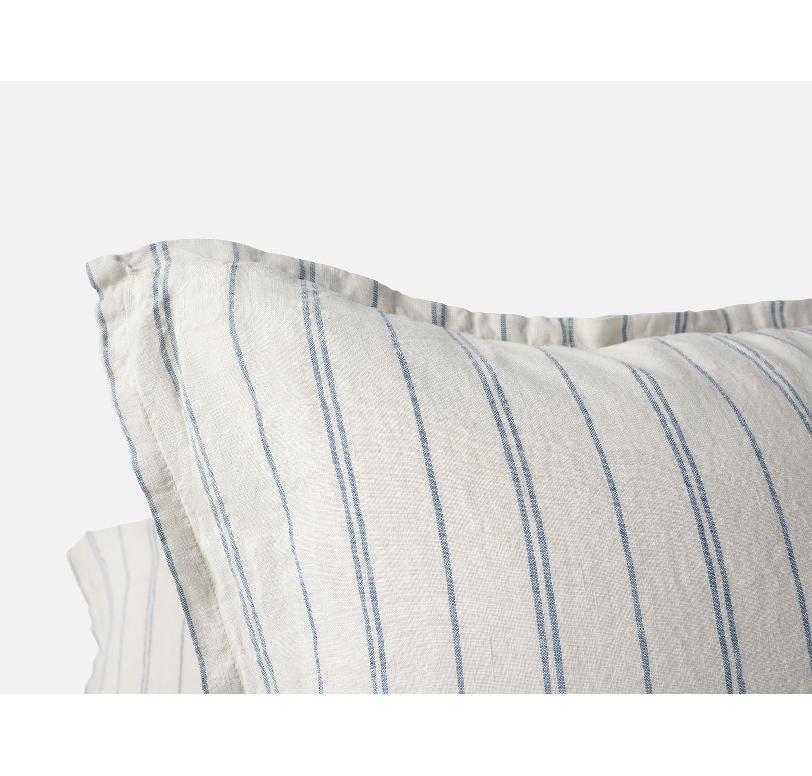 Linen Pillow Cover, Rectangle 14"H x 36"W, Fog Chambray Indigo Stripe