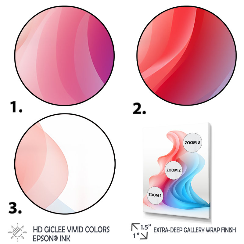 «Blue Pink Colorful Pastel Waves - Abstract Shape», impressions d'art mural, H 44 po x l 34 po x P 1,5 po, Cadre simple noir