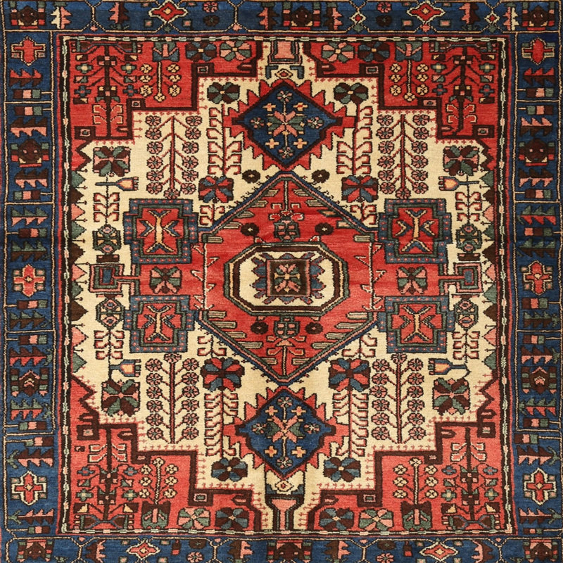 Tapis rouge à motif sud-ouest, Rond 7 pi