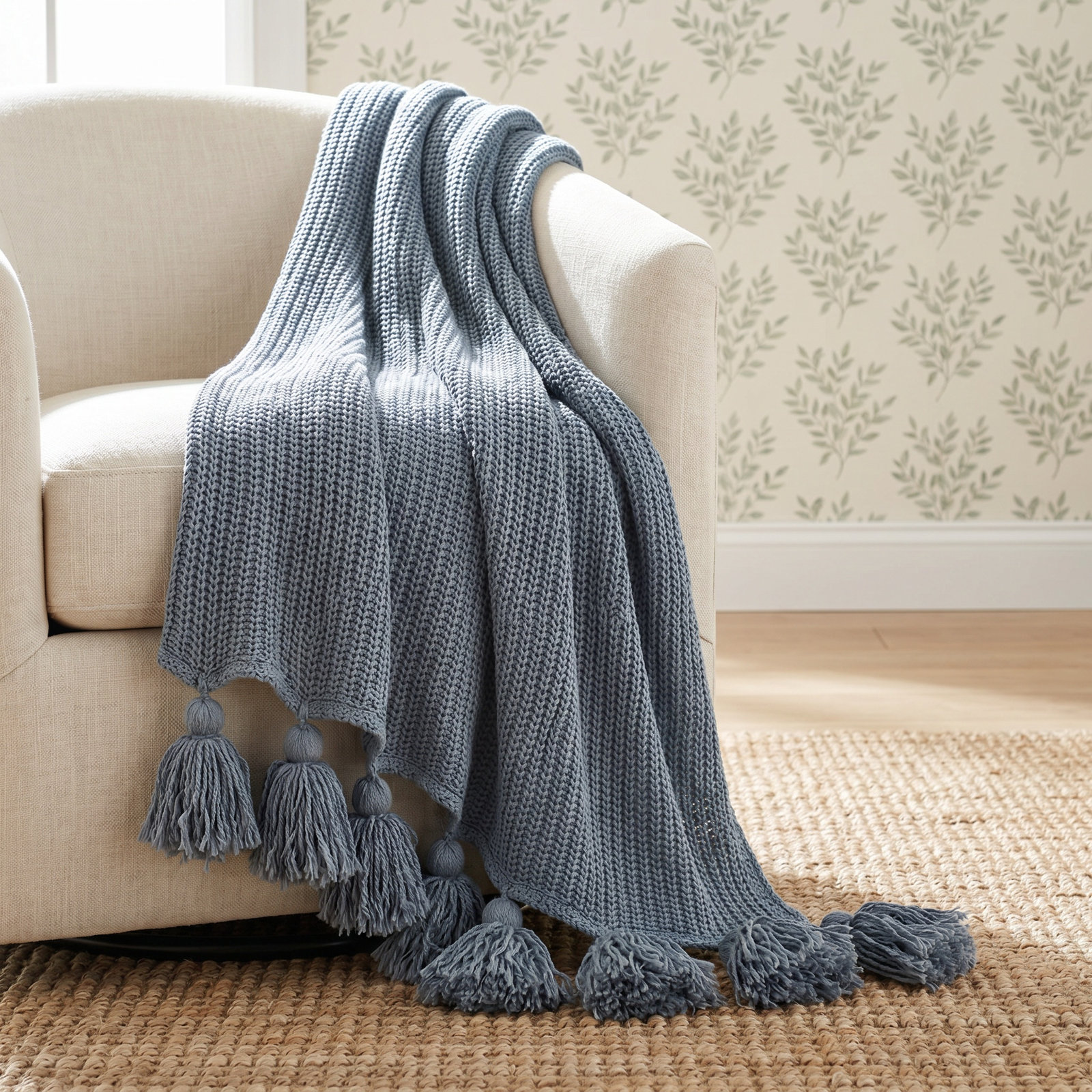 Dorothy Cotton Throw Blanket, Blue