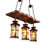 3-Light Iron Wood Grain Color Retro Chandelier European Chandelier