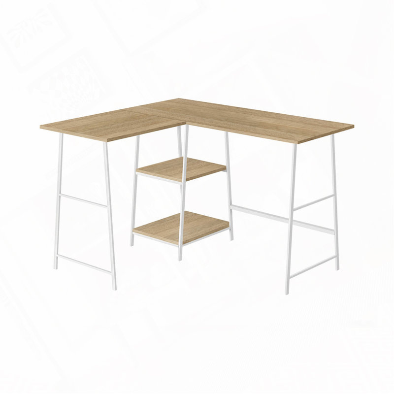 Bureau d'ordinateur en L Home Office, Naturel / Blanc