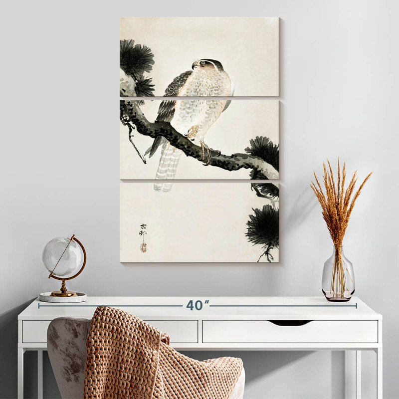 Brampt Hawk On Pine Branch, 32" H x 20" W