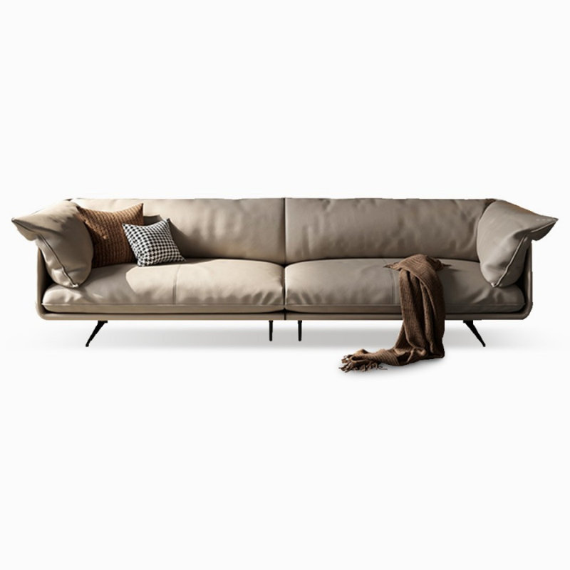 Canapé modulaire kaki en cuir véritable, H 33,46 po x l 109,45 po x P 38,98 po, 4