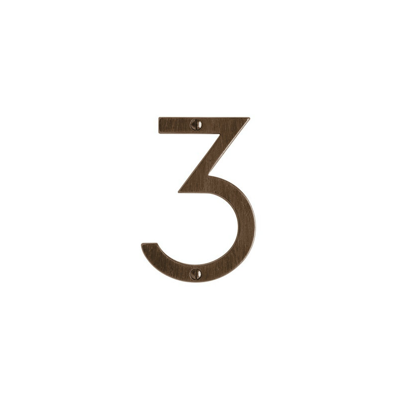 4" House Number, Silicon Bronze Brushed, 6, 2.75" H x 1.63" W x 0.25" D