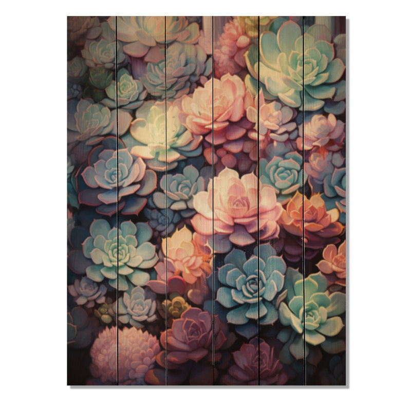Succulents colorés, rêves succulents sur bois, H 20 po x l 10 po x P 0,78 po