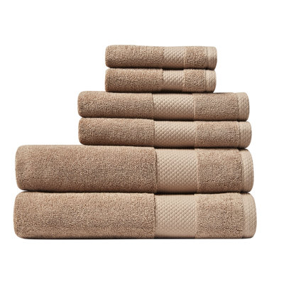 Lacoste Heritage 6-Piece Supima Cotton Towel Set – Ultra-Soft, Highly Absorbent, Quick-Dry Luxury Bathroom Towels (2 Bath Towels, 2 Hand Towels, 2 Washcloths), Sand