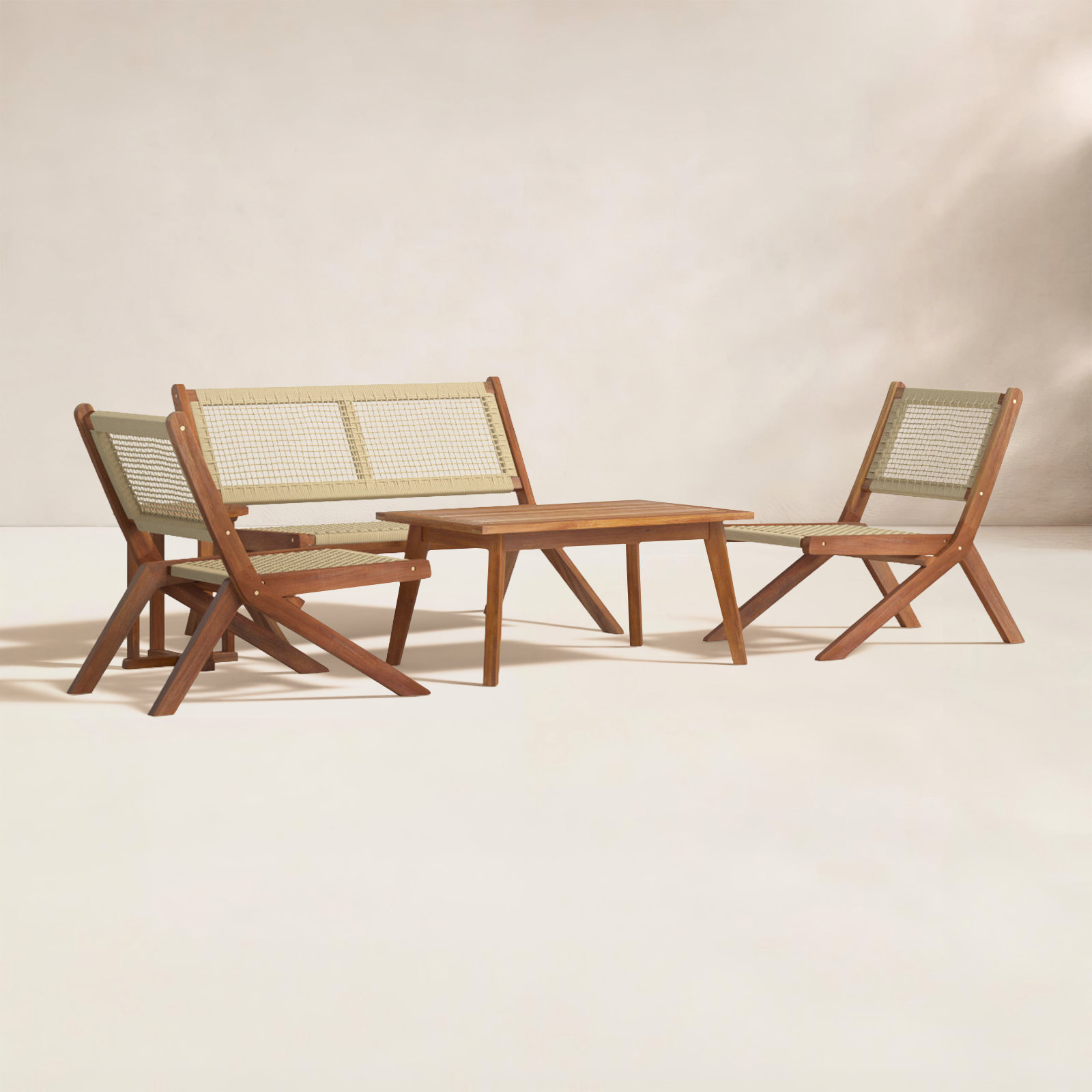 Kismet 4-Person Acacia Patio Seating Group, Natural
