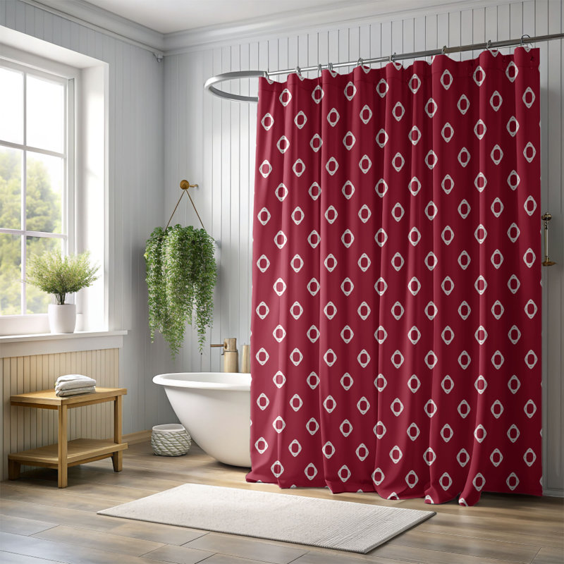 Red Polka Elegance - Rideau de douche Premium, H 74 po x l 71 po