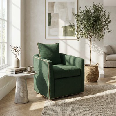 Fauteuil d'appoint pivotant moderne avec revêtement en tissu souple et rotation à 360 degrés pour le salon, la chambre à coucher ou les sièges de bureau