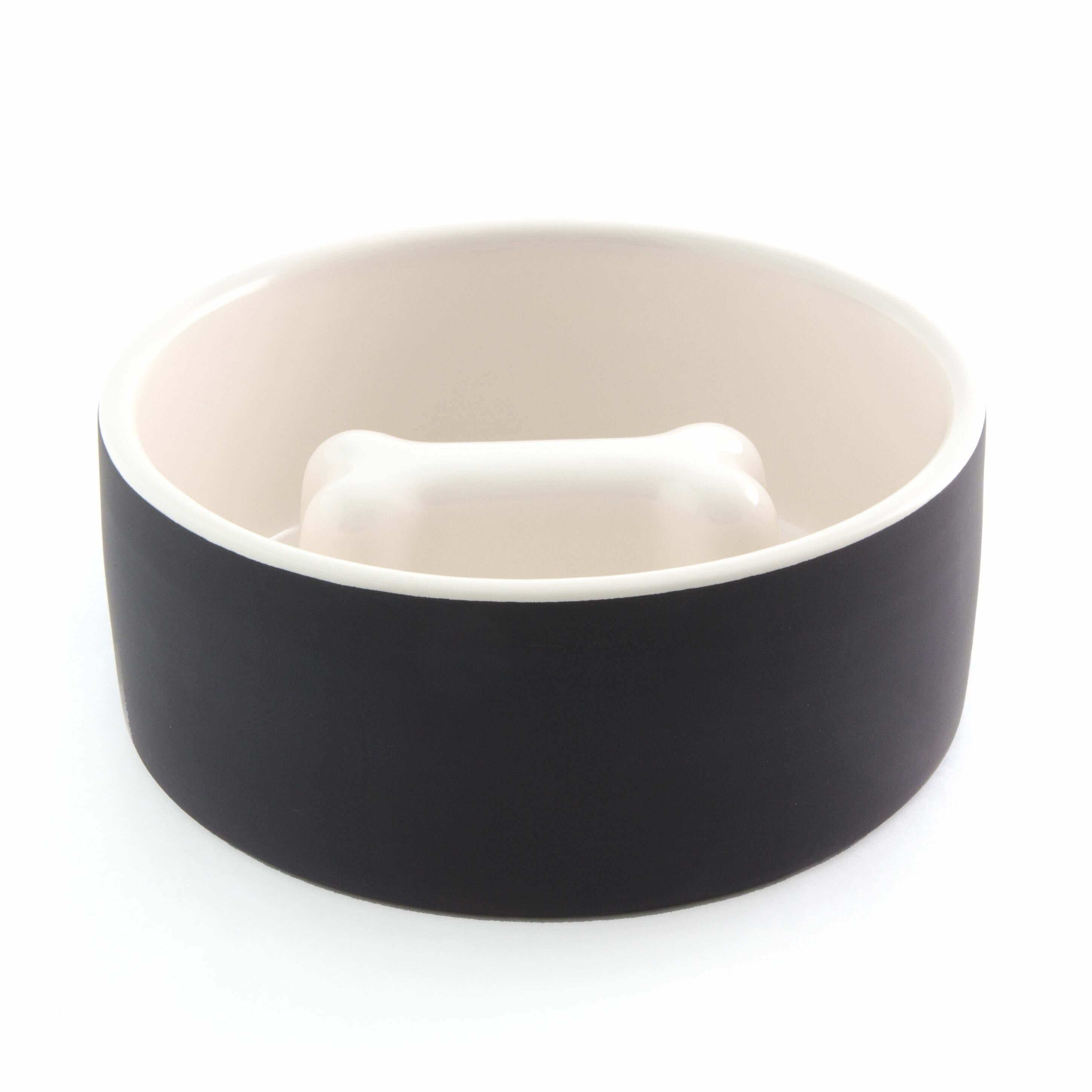 PAIKKA Large Slow-Feed Black Ceramic Dog Bowl + Reviews