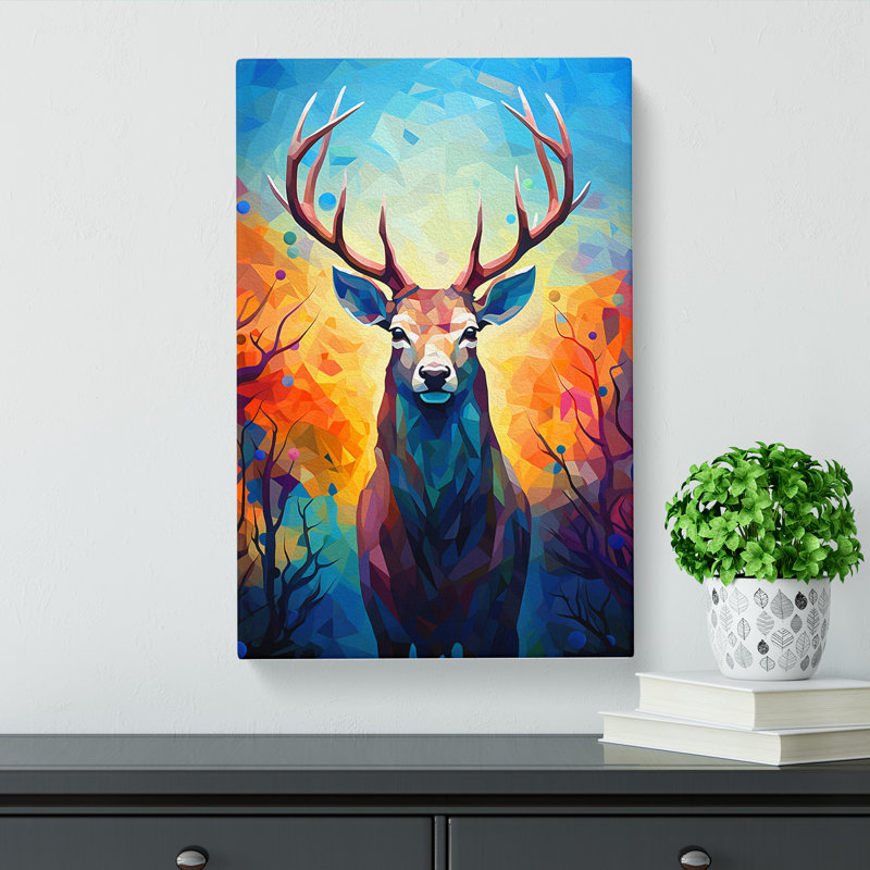 Stag Cubism - Wrapped Canvas, 50cm H x 35cm W x 3cm D
