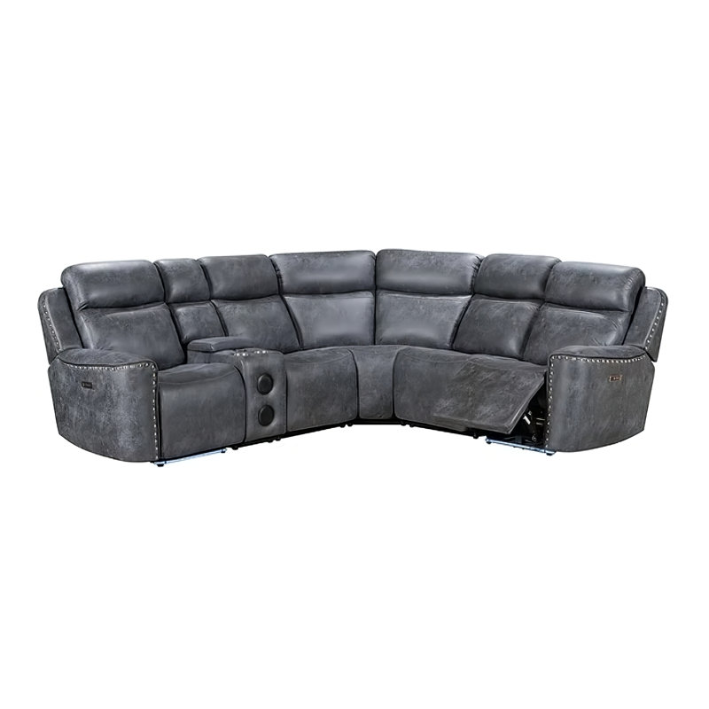 Canapé modulaire inclinable Romi Gray, Tissu gris