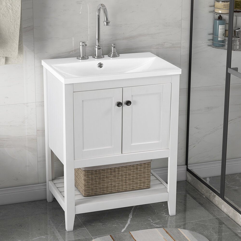 Lark Manor Aerne 23.7'' Single Bathroom Vanity with Ceramic Top | Wayfair