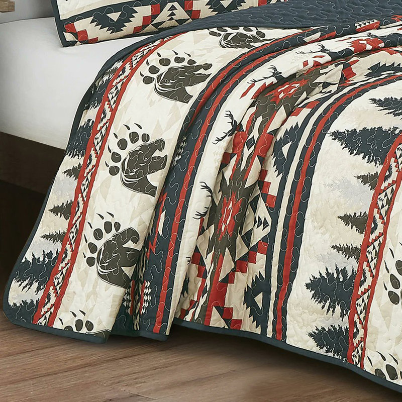 3 Piece Quilt Coverlet Bedspread Bedding Set, King Bedspread + 2 King Shams, Beige Striped