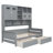 Twin Size Wooden Daybed With 2 Drawers, And All-In-One Cabinet And Shelf, Gray-1219204715